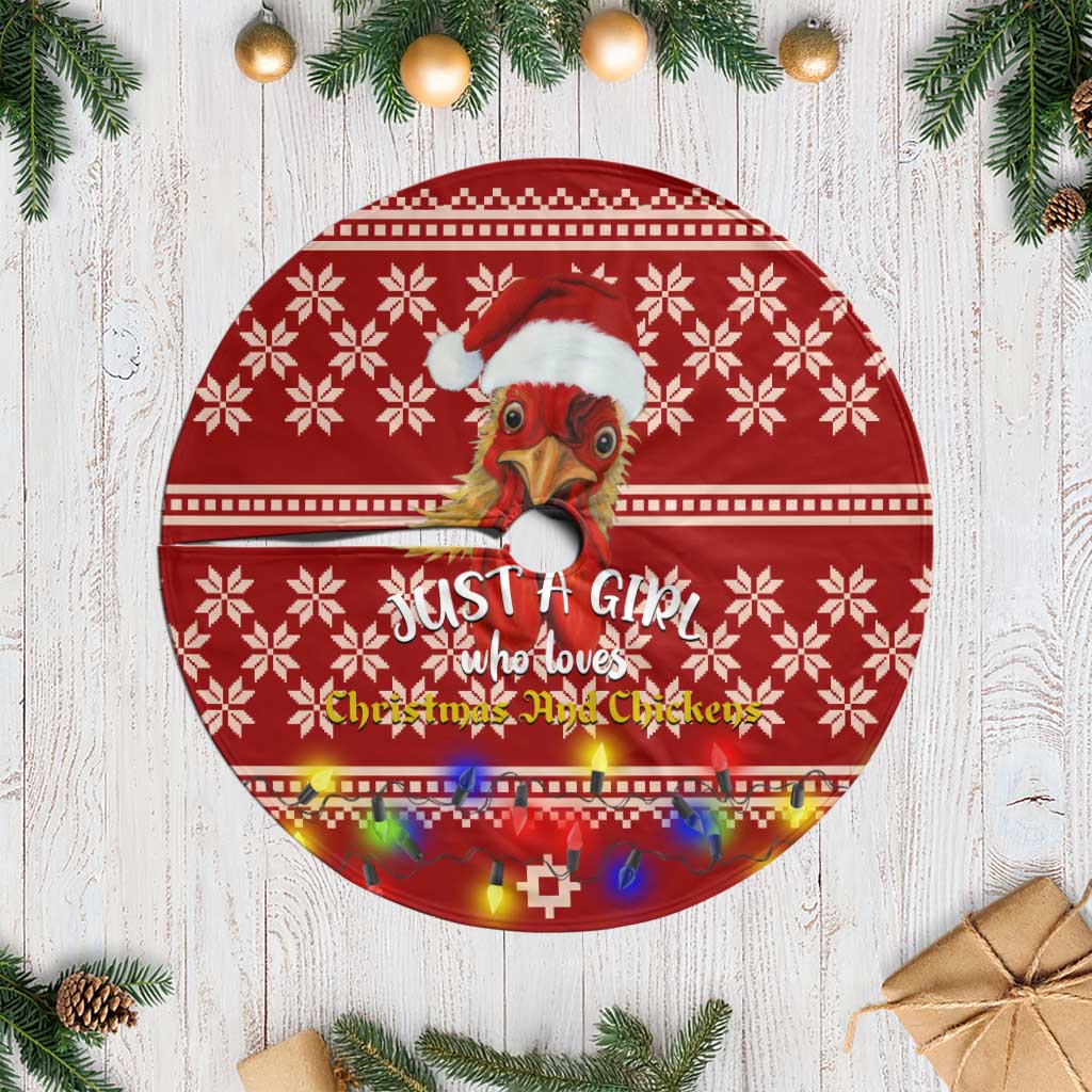 Just A Girl Who Loves Christmas And Chickens Christmas Tree Skirt Funny Xmas Holiday Patterns - Wonder Print Shop