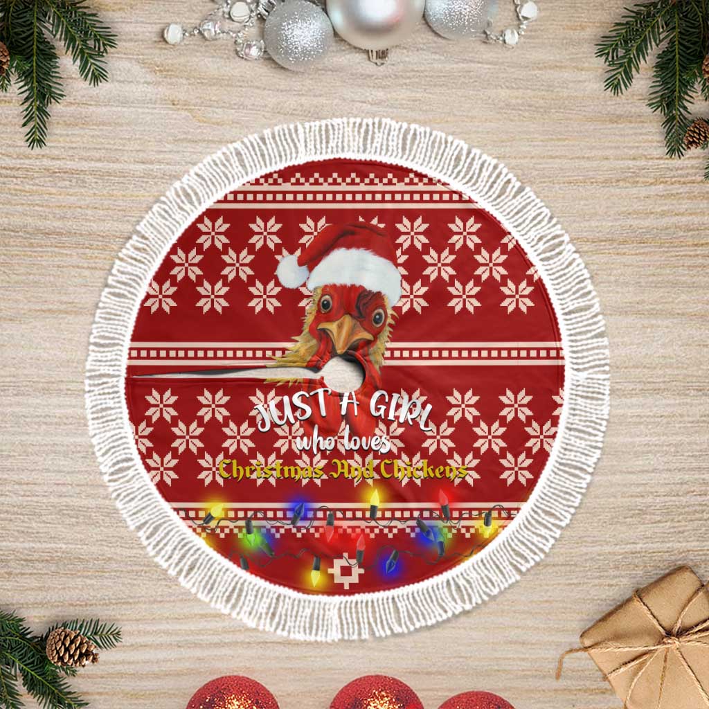 Just A Girl Who Loves Christmas And Chickens Christmas Tree Skirt Funny Xmas Holiday Patterns - Wonder Print Shop