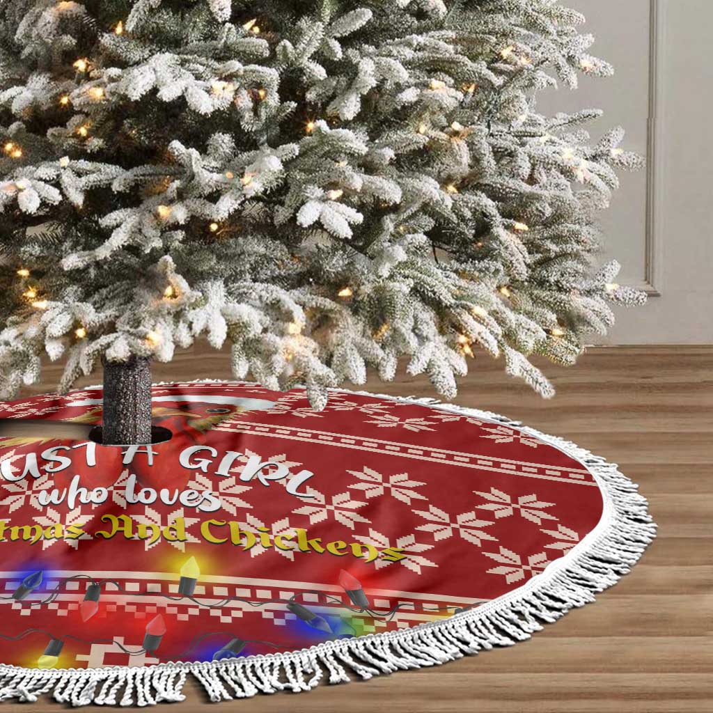 Just A Girl Who Loves Christmas And Chickens Christmas Tree Skirt Funny Xmas Holiday Patterns - Wonder Print Shop