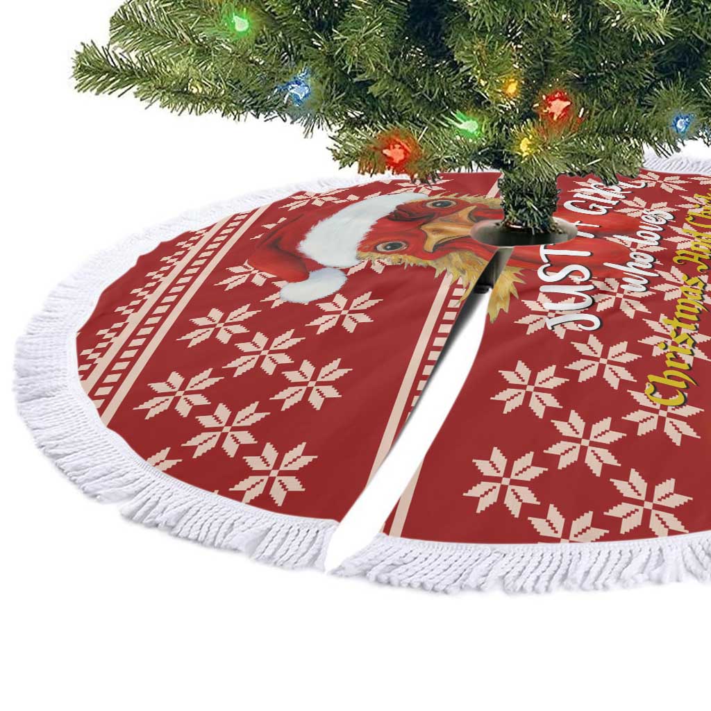 Just A Girl Who Loves Christmas And Chickens Christmas Tree Skirt Funny Xmas Holiday Patterns - Wonder Print Shop