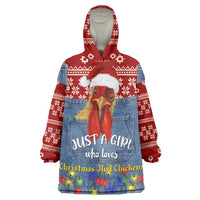 Just A Girl Who Loves Christmas And Chickens Christmas Wearable Blanket Hoodie Funny Xmas Holiday Patterns - Wonder Print Shop