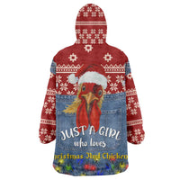 Just A Girl Who Loves Christmas And Chickens Christmas Wearable Blanket Hoodie Funny Xmas Holiday Patterns - Wonder Print Shop