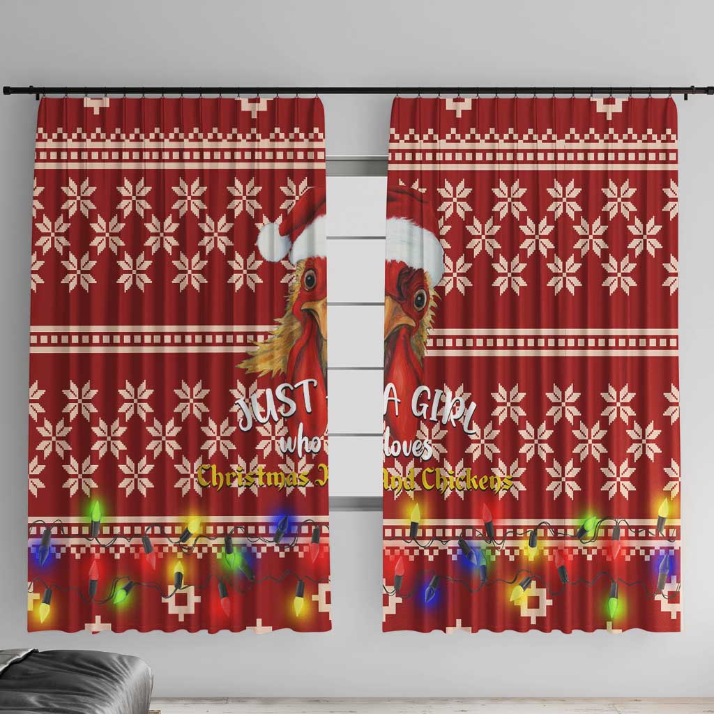 Just A Girl Who Loves Christmas And Chickens Christmas Window Curtain Funny Xmas Holiday Patterns - Wonder Print Shop