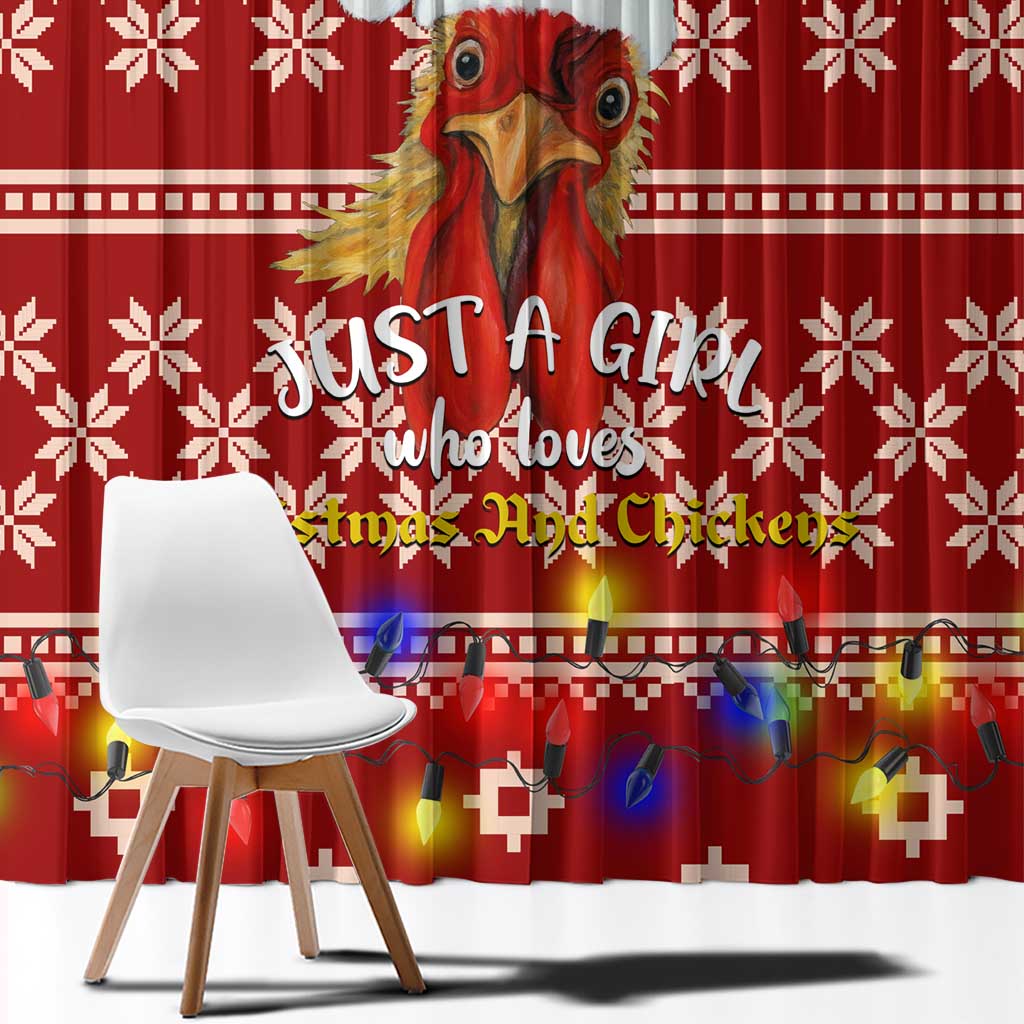 Just A Girl Who Loves Christmas And Chickens Christmas Window Curtain Funny Xmas Holiday Patterns - Wonder Print Shop