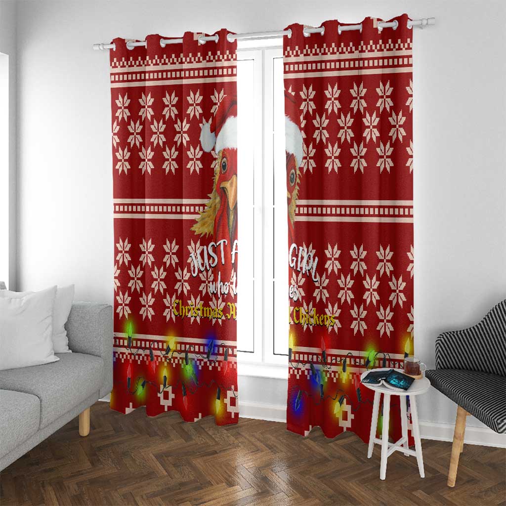 Just A Girl Who Loves Christmas And Chickens Christmas Window Curtain Funny Xmas Holiday Patterns - Wonder Print Shop