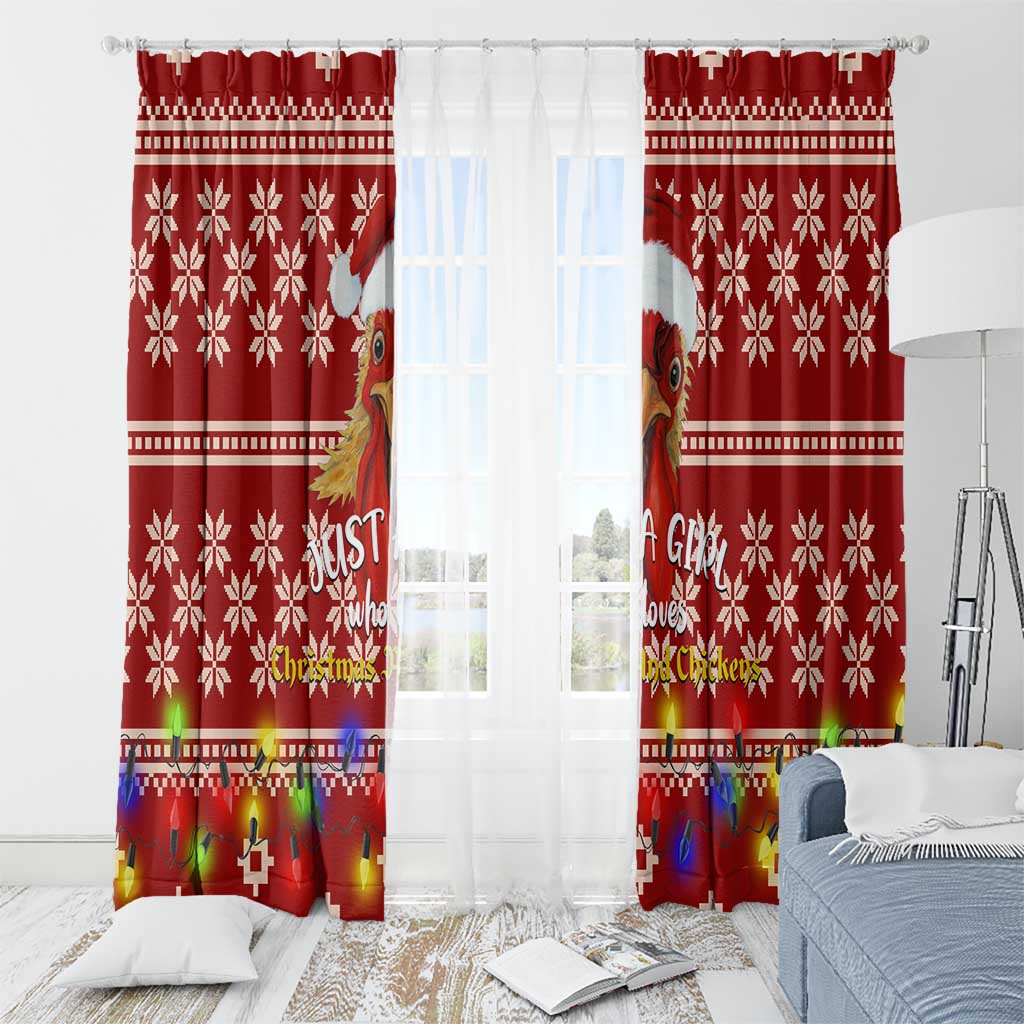 Just A Girl Who Loves Christmas And Chickens Christmas Window Curtain Funny Xmas Holiday Patterns - Wonder Print Shop