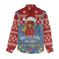 Just A Girl Who Loves Christmas And Chickens Christmas Women Casual Shirt Funny Xmas Holiday Patterns - Wonder Print Shop
