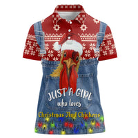Just A Girl Who Loves Christmas And Chickens Christmas Women Polo Shirt Funny Xmas Holiday Patterns - Wonder Print Shop