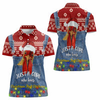 Just A Girl Who Loves Christmas And Chickens Christmas Women Polo Shirt Funny Xmas Holiday Patterns - Wonder Print Shop