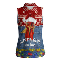 Just A Girl Who Loves Christmas And Chickens Christmas Women Sleeveless Polo Shirt Funny Xmas Holiday Patterns - Wonder Print Shop