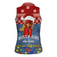 Just A Girl Who Loves Christmas And Chickens Christmas Women Sleeveless Polo Shirt Funny Xmas Holiday Patterns - Wonder Print Shop
