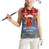 Just A Girl Who Loves Christmas And Chickens Christmas Women Sleeveless Polo Shirt Funny Xmas Holiday Patterns - Wonder Print Shop