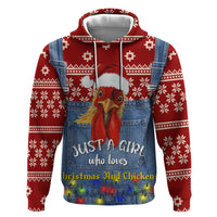 Just A Girl Who Loves Christmas And Chickens Christmas Zip Hoodie Funny Xmas Holiday Patterns - Wonder Print Shop