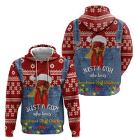 Just A Girl Who Loves Christmas And Chickens Christmas Zip Hoodie Funny Xmas Holiday Patterns - Wonder Print Shop