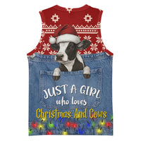 Just A Girl Who Loves Christmas And Cows Christmas Basketball Jersey Funny Xmas Holiday Patterns - Wonder Print Shop