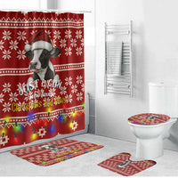 Just A Girl Who Loves Christmas And Cows Christmas Bathroom Set Funny Xmas Holiday Patterns - Wonder Print Shop
