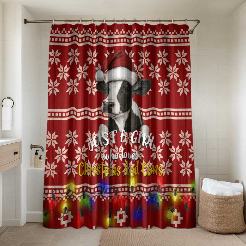Just A Girl Who Loves Christmas And Cows Christmas Bathroom Set Funny Xmas Holiday Patterns - Wonder Print Shop