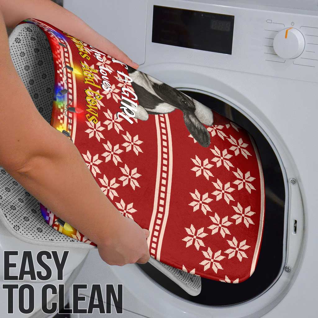 Just A Girl Who Loves Christmas And Cows Christmas Bathroom Set Funny Xmas Holiday Patterns - Wonder Print Shop