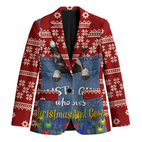 Just A Girl Who Loves Christmas And Cows Christmas Blazer Funny Xmas Holiday Patterns - Wonder Print Shop