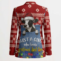 Just A Girl Who Loves Christmas And Cows Christmas Blazer Funny Xmas Holiday Patterns - Wonder Print Shop