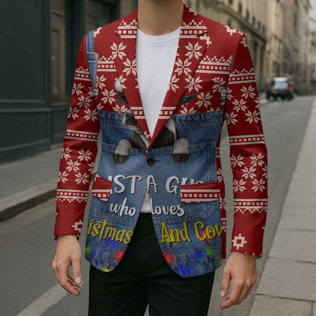 Just A Girl Who Loves Christmas And Cows Christmas Blazer Funny Xmas Holiday Patterns - Wonder Print Shop