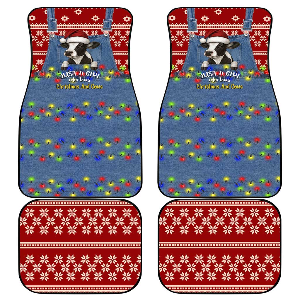 Just A Girl Who Loves Christmas And Cows Christmas Car Mats Funny Xmas Holiday Patterns - Wonder Print Shop