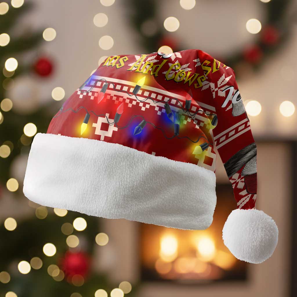 Just A Girl Who Loves Christmas And Cows Christmas Santa Hat Funny Xmas Holiday Patterns - Wonder Print Shop