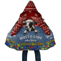 Just A Girl Who Loves Christmas And Cows Christmas Cloak Funny Xmas Holiday Patterns - Wonder Print Shop