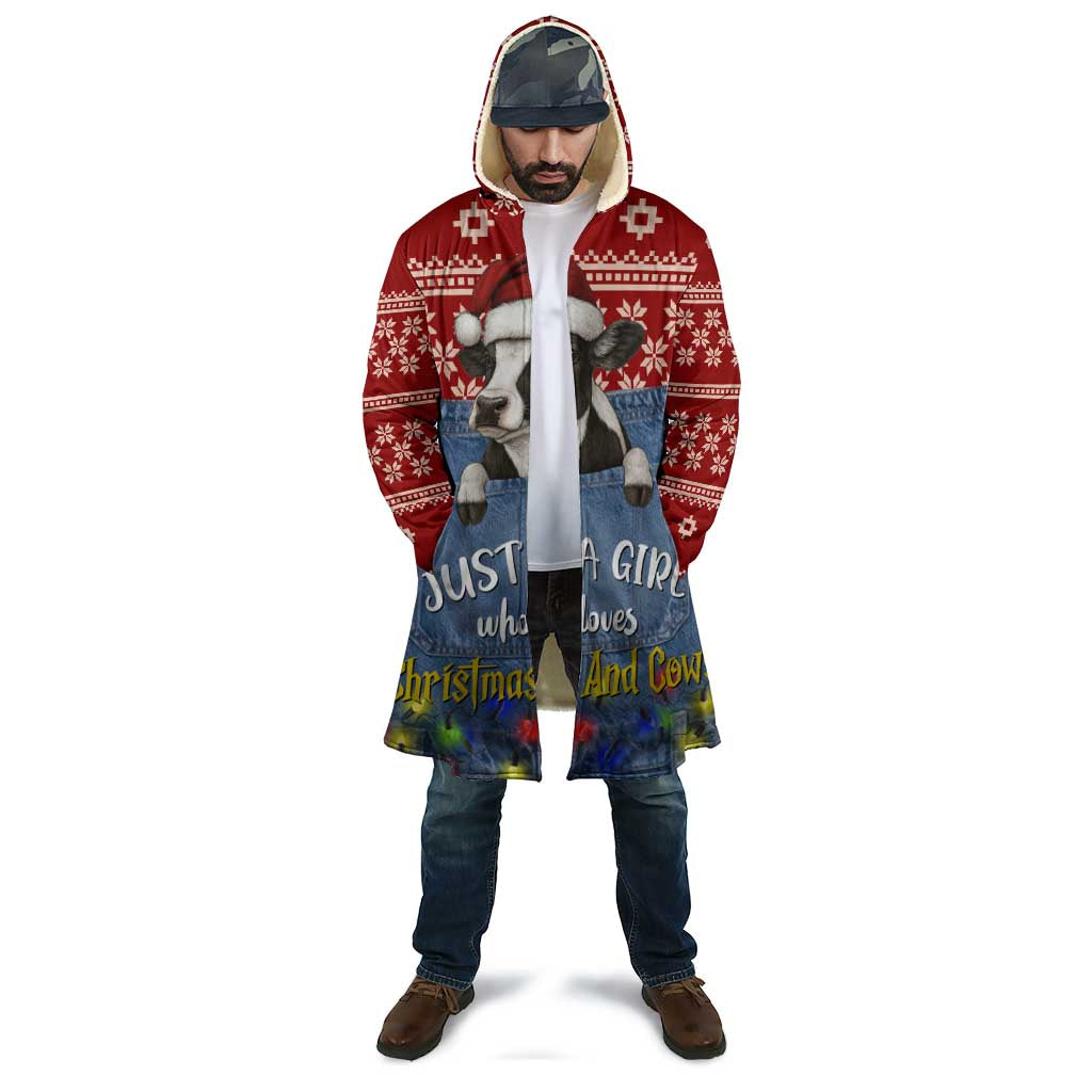Just A Girl Who Loves Christmas And Cows Christmas Cloak Funny Xmas Holiday Patterns - Wonder Print Shop