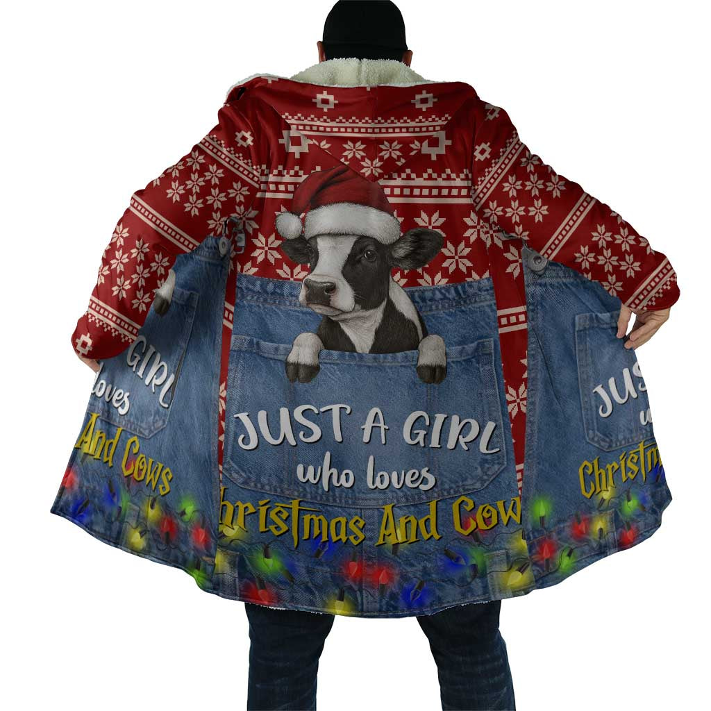 Just A Girl Who Loves Christmas And Cows Christmas Cloak Funny Xmas Holiday Patterns - Wonder Print Shop