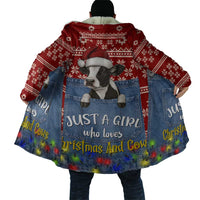 Just A Girl Who Loves Christmas And Cows Christmas Cloak Funny Xmas Holiday Patterns - Wonder Print Shop