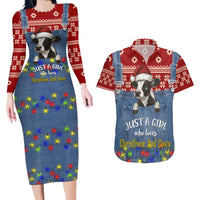 Just A Girl Who Loves Christmas And Cows Christmas Couples Matching Long Sleeve Bodycon Dress and Hawaiian Shirt Funny Xmas Holiday Patterns - Wonder Print Shop
