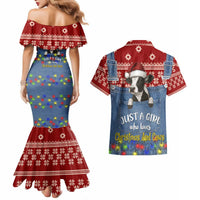 Just A Girl Who Loves Christmas And Cows Christmas Couples Matching Mermaid Dress and Hawaiian Shirt Funny Xmas Holiday Patterns - Wonder Print Shop