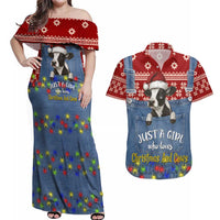 Just A Girl Who Loves Christmas And Cows Christmas Couples Matching Off Shoulder Maxi Dress and Hawaiian Shirt Funny Xmas Holiday Patterns - Wonder Print Shop