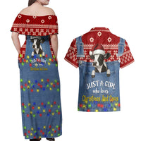 Just A Girl Who Loves Christmas And Cows Christmas Couples Matching Off Shoulder Maxi Dress and Hawaiian Shirt Funny Xmas Holiday Patterns - Wonder Print Shop