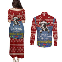 Just A Girl Who Loves Christmas And Cows Christmas Couples Matching Puletasi and Long Sleeve Button Shirt Funny Xmas Holiday Patterns - Wonder Print Shop