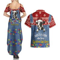 Just A Girl Who Loves Christmas And Cows Christmas Couples Matching Summer Maxi Dress and Hawaiian Shirt Funny Xmas Holiday Patterns - Wonder Print Shop