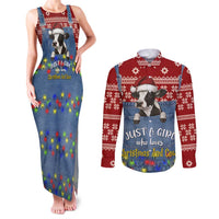 Just A Girl Who Loves Christmas And Cows Christmas Couples Matching Tank Maxi Dress and Long Sleeve Button Shirt Funny Xmas Holiday Patterns - Wonder Print Shop