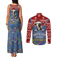 Just A Girl Who Loves Christmas And Cows Christmas Couples Matching Tank Maxi Dress and Long Sleeve Button Shirt Funny Xmas Holiday Patterns - Wonder Print Shop