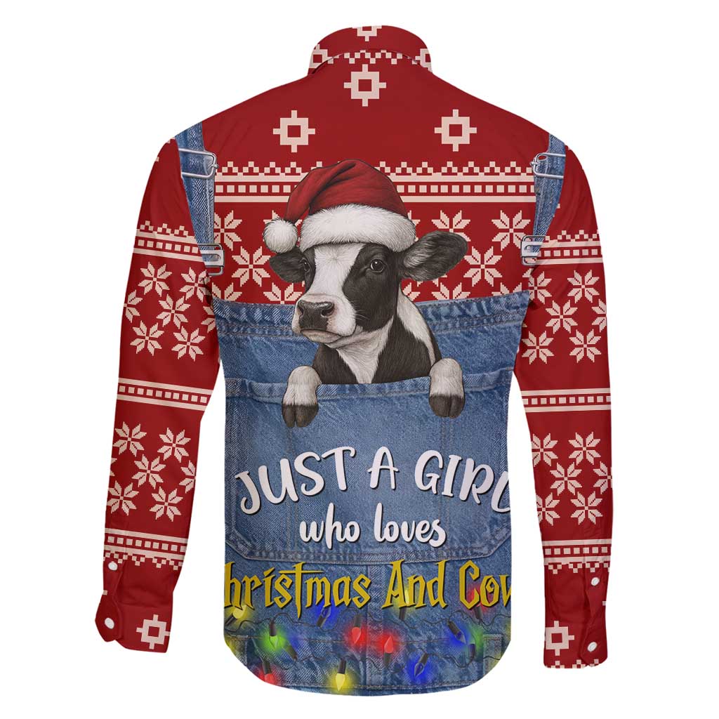 Just A Girl Who Loves Christmas And Cows Christmas Family Matching Long Sleeve Bodycon Dress and Hawaiian Shirt Funny Xmas Holiday Patterns - Wonder Print Shop