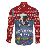 Just A Girl Who Loves Christmas And Cows Christmas Family Matching Long Sleeve Bodycon Dress and Hawaiian Shirt Funny Xmas Holiday Patterns - Wonder Print Shop