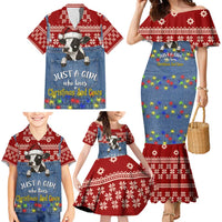 Just A Girl Who Loves Christmas And Cows Christmas Family Matching Mermaid Dress and Hawaiian Shirt Funny Xmas Holiday Patterns - Wonder Print Shop