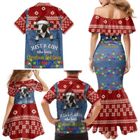 Just A Girl Who Loves Christmas And Cows Christmas Family Matching Mermaid Dress and Hawaiian Shirt Funny Xmas Holiday Patterns - Wonder Print Shop