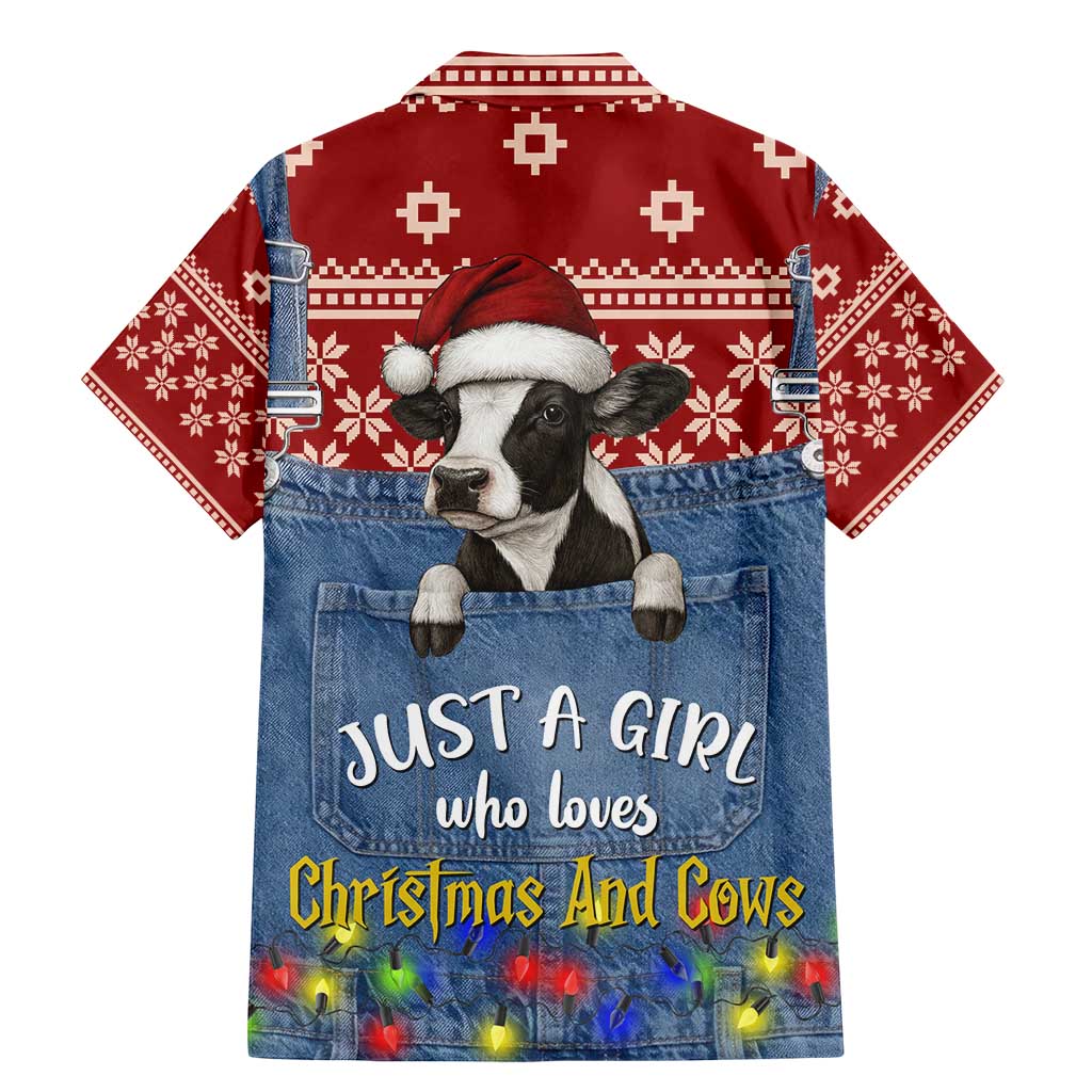 Just A Girl Who Loves Christmas And Cows Christmas Family Matching Mermaid Dress and Hawaiian Shirt Funny Xmas Holiday Patterns - Wonder Print Shop