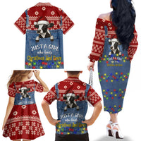 Just A Girl Who Loves Christmas And Cows Christmas Family Matching Off The Shoulder Long Sleeve Dress and Hawaiian Shirt Funny Xmas Holiday Patterns - Wonder Print Shop