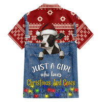 Just A Girl Who Loves Christmas And Cows Christmas Family Matching Off The Shoulder Long Sleeve Dress and Hawaiian Shirt Funny Xmas Holiday Patterns - Wonder Print Shop