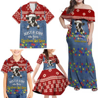 Just A Girl Who Loves Christmas And Cows Christmas Family Matching Off Shoulder Maxi Dress and Hawaiian Shirt Funny Xmas Holiday Patterns - Wonder Print Shop