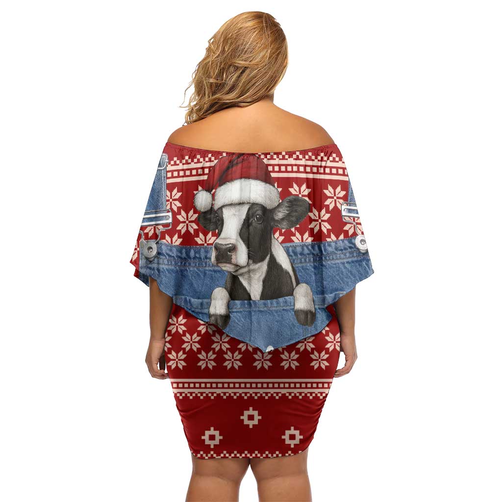 Just A Girl Who Loves Christmas And Cows Christmas Family Matching Off Shoulder Short Dress and Hawaiian Shirt Funny Xmas Holiday Patterns - Wonder Print Shop