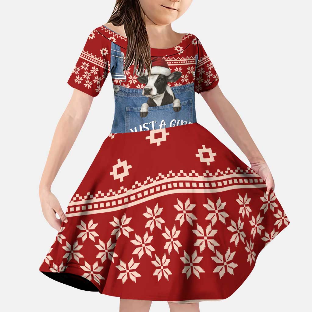 Just A Girl Who Loves Christmas And Cows Christmas Family Matching Puletasi and Hawaiian Shirt Funny Xmas Holiday Patterns - Wonder Print Shop