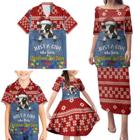 Just A Girl Who Loves Christmas And Cows Christmas Family Matching Puletasi and Hawaiian Shirt Funny Xmas Holiday Patterns - Wonder Print Shop
